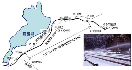 東海道新幹線スプリンクラー設置区域